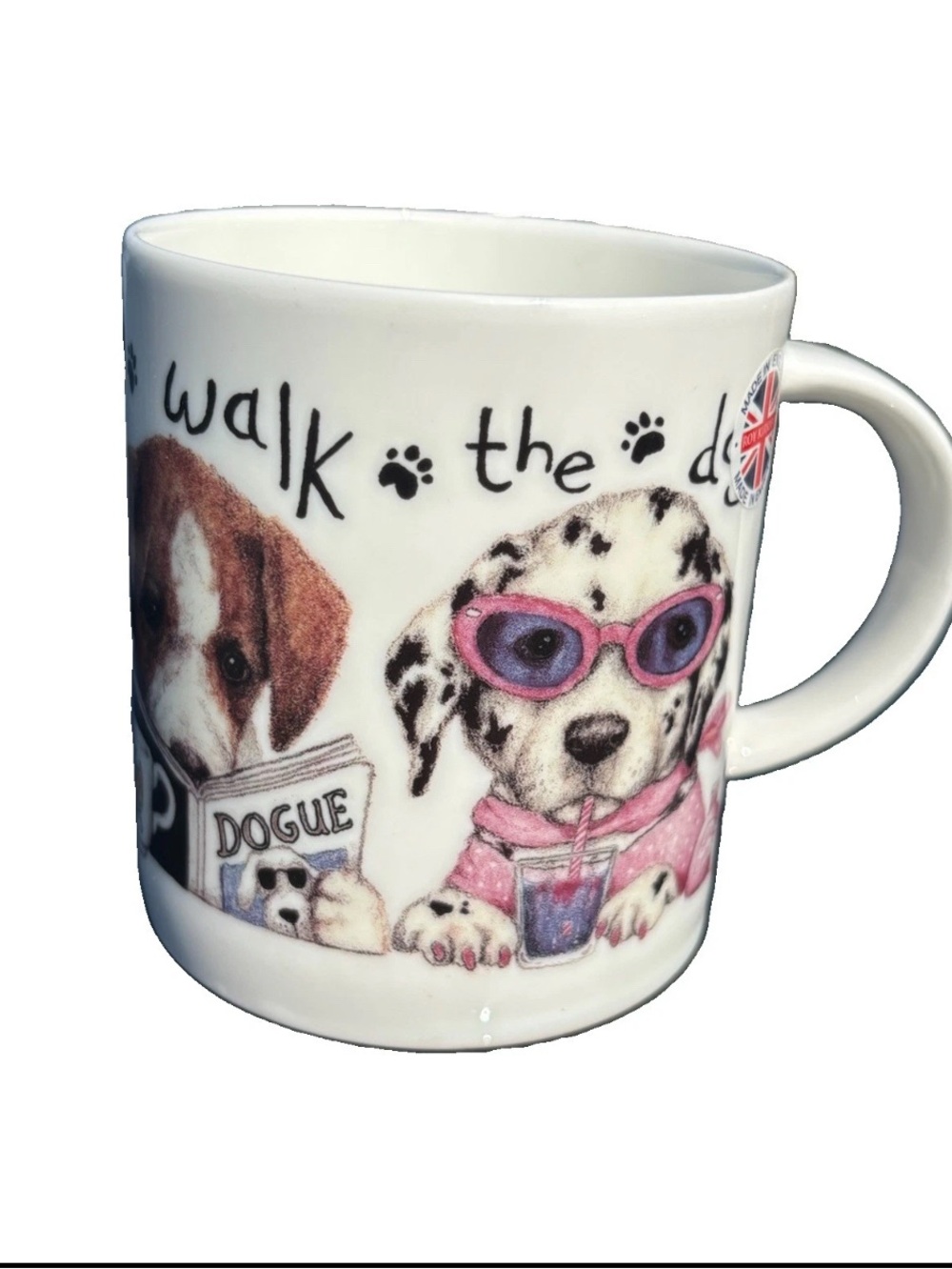Vintage ROY KIRKHAM WALK THE DOG MUG K9 FASHION BONE CHINA England